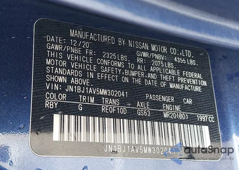 2021 Nissan Rogue Sport S Fwd Xtronic Cvt from USA, damaged, VIN JN1BJ1AV5MW302041